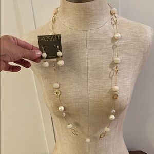 Carolee Gold and White Beaded Necklace Set